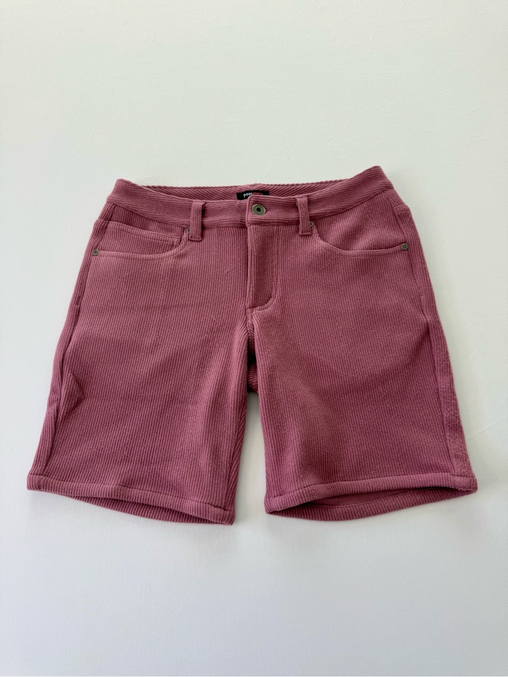 Postmarc Men's Flat Front Ribbed Shorts in Dusty Rose